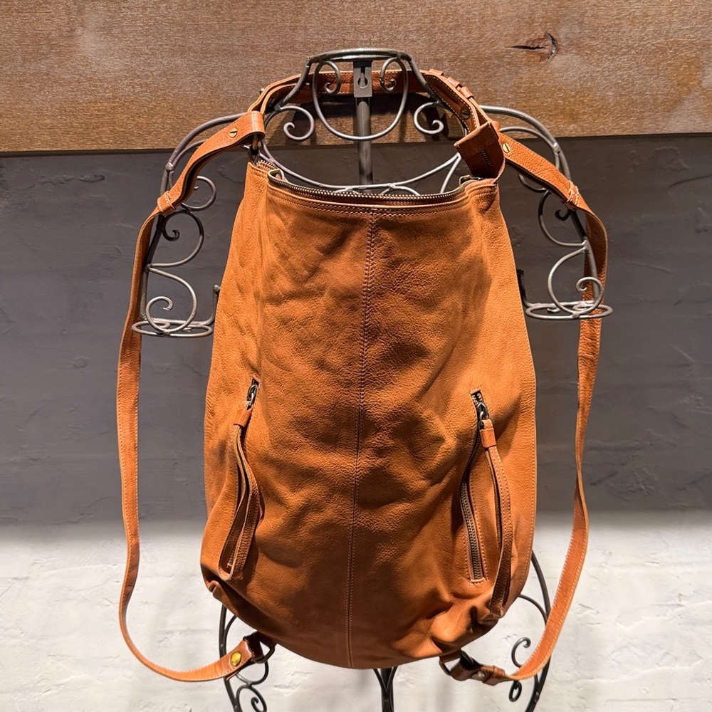 Elegant Tan Leather Backpack for Women or Man